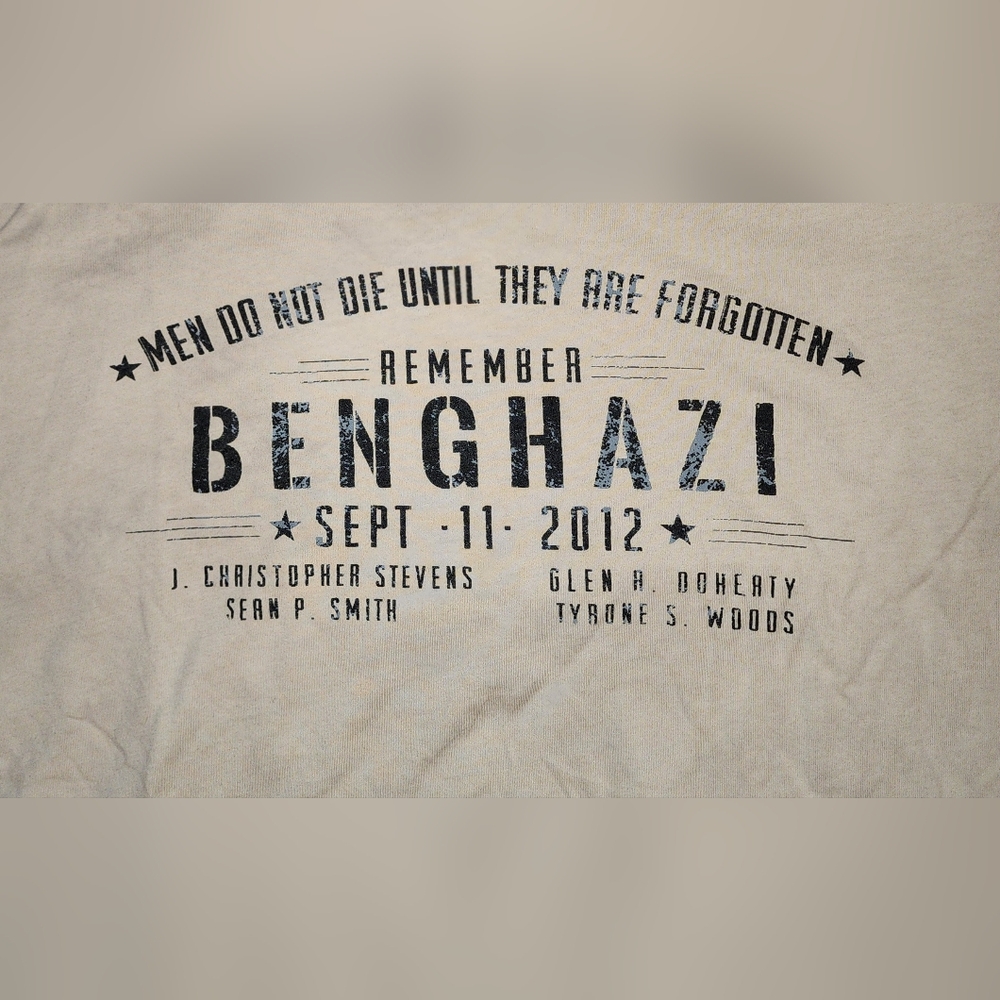 Beige Graphic Men's Tee - Remember Benghazi Benghazi, Libya, on September 11–12,